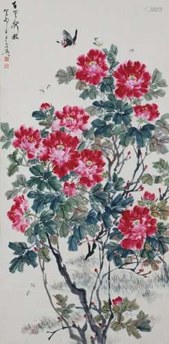 A Chinese Scroll Painting Signed Wang Xuetao