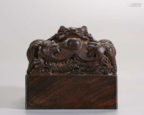 A Chinese Carved Wooden Seal Qing Dyn.
