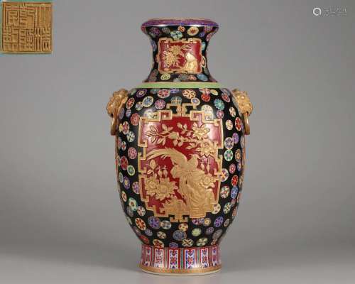 A Chinese Falangcai Zun Vase Qing Dyn.