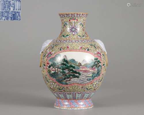 A Chinese Famille Rose Zun Vase Qing Dyn.