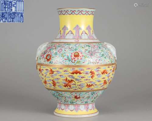 A Chinese Famille Rose Zun Vase Qing Dyn.