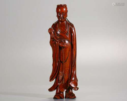A Chinese Carved Boxwood Standing Figure Qing Dyn.
