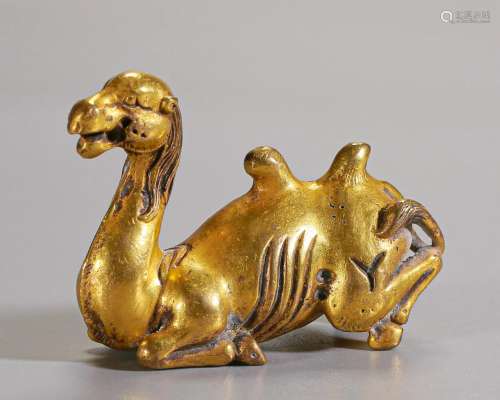 A Chinese Bronze-gilt Camel Ming Dyn.