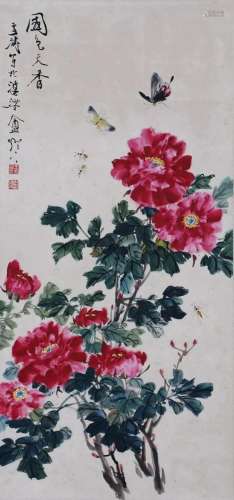 A Chinese Scroll Painting Signed Wang Xuetao
