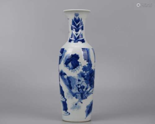 A Chinese Blue and White Figural Vase Chongzhen Period