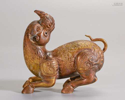 A Chinese Bronze-gilt Beast Han Dyn.