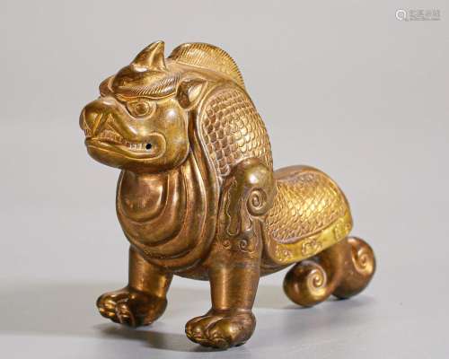A Chinese Bronze-gilt Beast Qing Dyn.