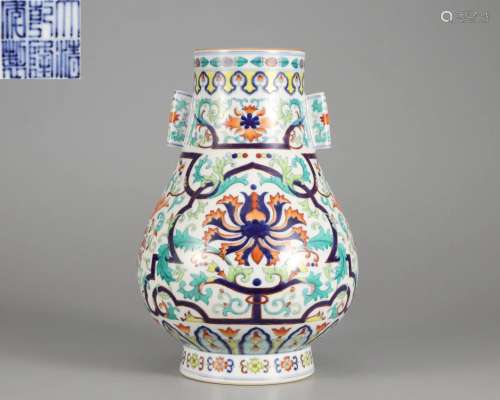 A Chinese Doucai Floral Zun Vase Qing Dyn.