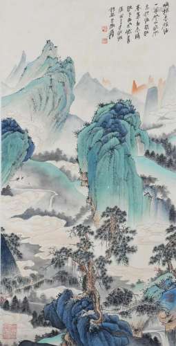 A Chinese Scroll Painting Signed Zhang Daqian