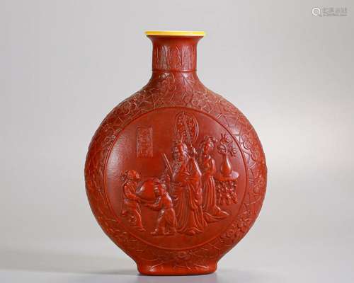 A Chinese Carved Cinnabar Lacquer Bianhu Qing Dyn.