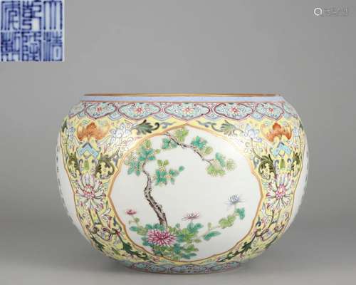 A Chinese Famille Rose Floral Washer Qing Dyn.