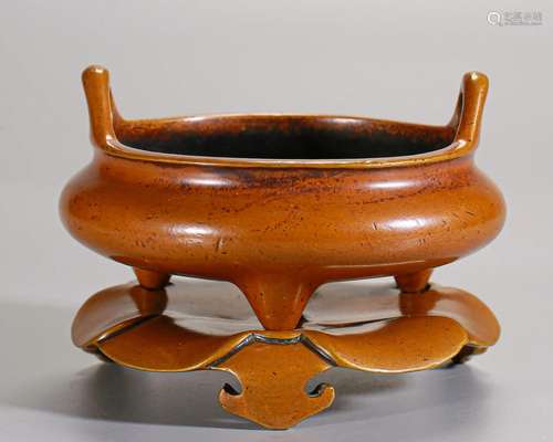 A Chinese Bronze Tripod Censer Qing Dyn.