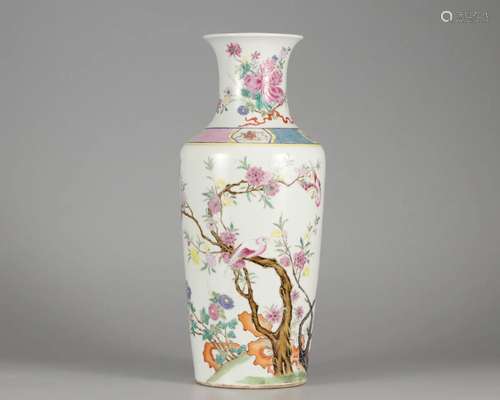 A Chinese Famille Rose Flower Vase Qing Dyn.