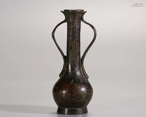 A Chinese Bronze Vase with Double Handles Qing Dyn.