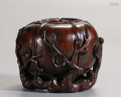 A Chinese Carved Aloes-wood Washer Qing Dyn.