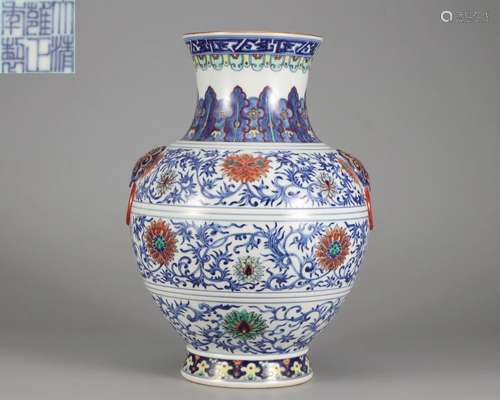 A Chinese Doucai Glazed Zun Vase Qing Dyn.