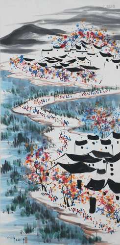 A Chinese Scroll Painting Signed Wu Guanzhong