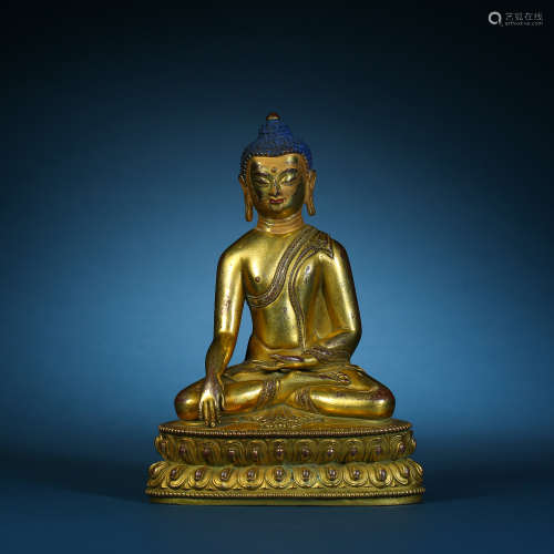 Qing Dynasty,Bronze Gilt Buddha Statue