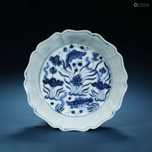 Ming Dynasty,Blue and White Seaweed Pattern Washing