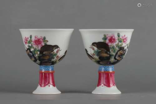 Qing Qianlong enamel flower and bird cup