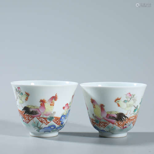 A pair of pastel cups