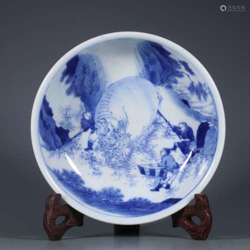 Blue and white plate