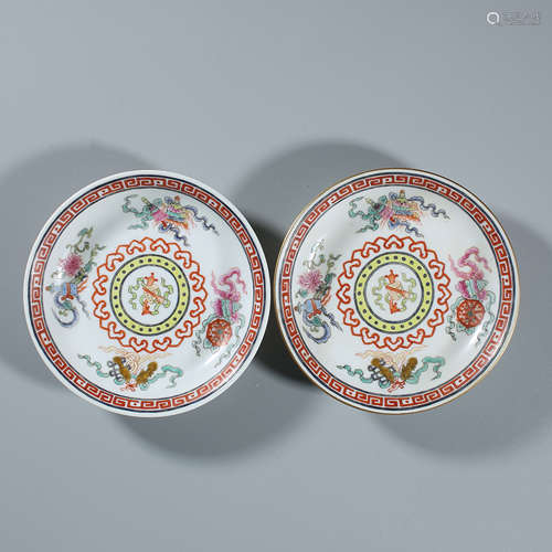 A pair of pastel plates