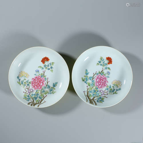 A pair of pastel plates