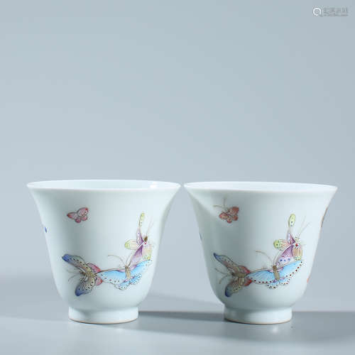 A pair of pastel cups