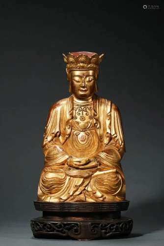 Ming Dynasty: A Gilt Wooden Seated Sakyamuni Buddha