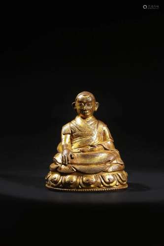Qing: A Gilt Bronze Lama Statue