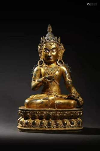 Qing Dynasty: A Gilt Bronze Bodhisattva Statue