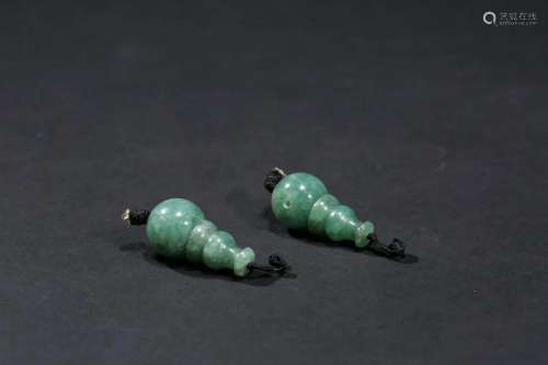 Qing Dynasty:A Pair of Emerald Jade Ornament
