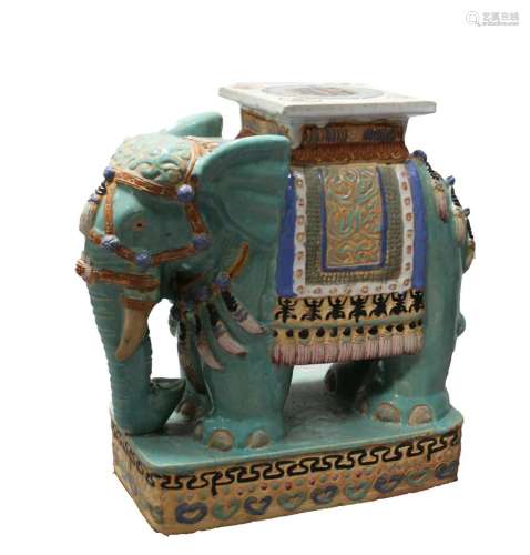 Chinese Porcelain Elephant Shaped Flower Stand