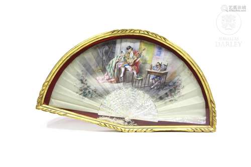 Spanish fan with mother-of-pearl rods and silk country,