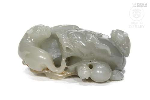 Carved jade figure, Qing dynasty.