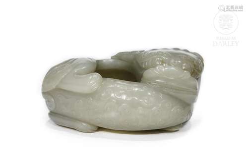 Carved jade brush container, 20th century