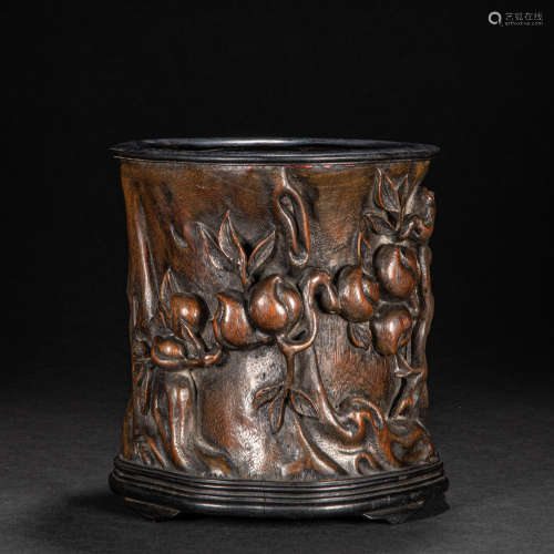 CHINESE ALOES WOOD PEN HOLDER, QING DYNASTY