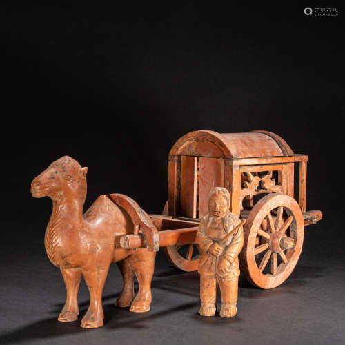 CHINESE CYPRESS CAMEL CART, LIAO AND JIN PERIOD