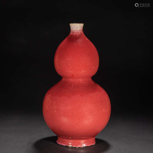 CHINESE RED-GLAZED GOURD BOTTLE, QING DYNASTY