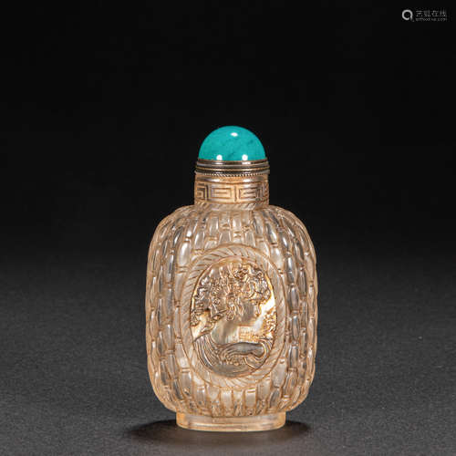 CHINESE GLASS INLAID WITH MOTHER-OF-PEARL SNUFF BOTTLE, QING...