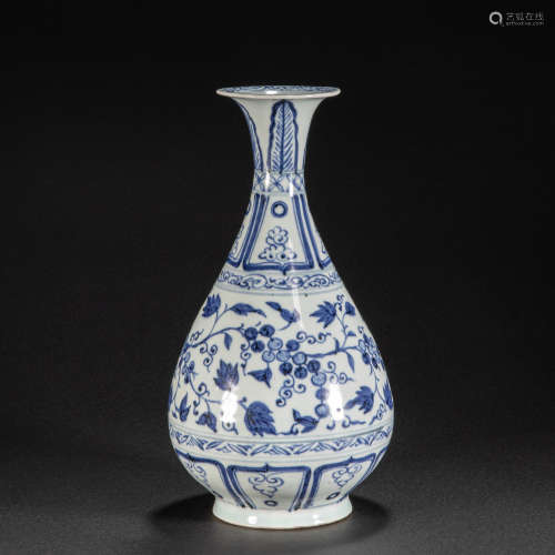 CHINESE BLUE AND WHITE JADE SPRING VASE, YUAN DYNASTY
