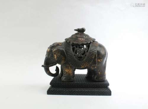 A Gilt Bronze Elephant Shaped Incense Diffuser