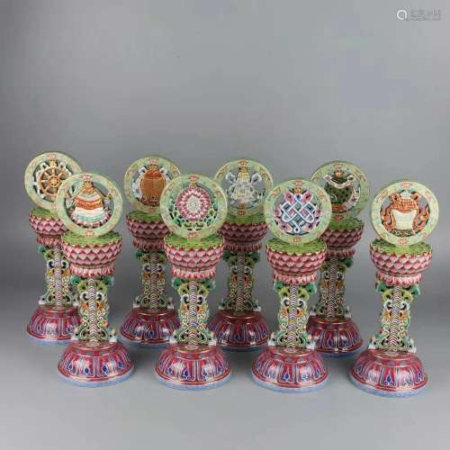 A Group of Eight Chinese Porcelain Religious