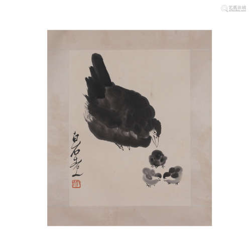 A CHINESE PAINTING OF CHICKEN MEANS AUSPICIOUS