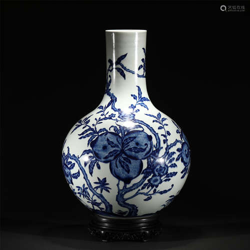 A BLUE AND WHITE PORCELAIN VASE /QING DYNASTY