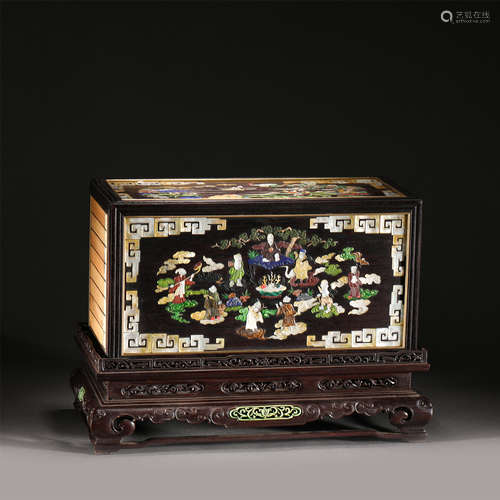 A ZITAN INLAID GEMSTONES BOX