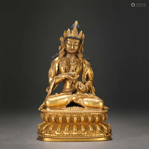 A GILT BRONZE FIGURE OF BUDDHA STATUE /MING DYNASTY