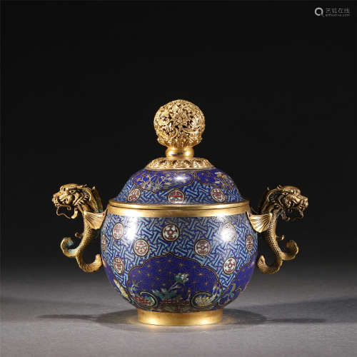 A CLOISONNE LIDDED CENSER