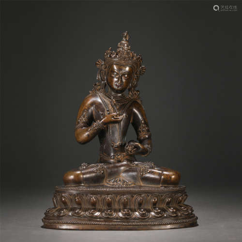 A COPPER ALLOY FIGURE OF BUDDHA STATUE/MING DYNASTY